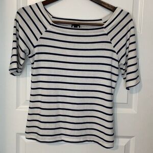 *By Bordeaux Square Neck Striped Top Size M Black White
